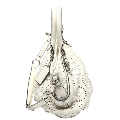 Coach Handbag 16997 Leather White Madison Punching 2Way Leather Cut Op Art Leather Sophia Shirakawa