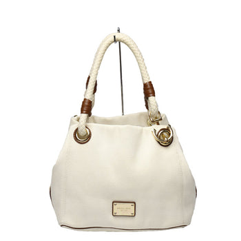 Michael Kors Tote Bag Canvas, Leather, Sailcloth White X Brown Rope Bag Marine Style Women