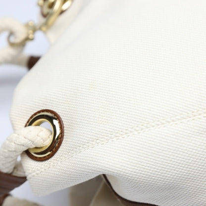 Michael Kors Tote Bag Canvas, Leather, Sailcloth White X Brown Rope Bag Marine Style Women