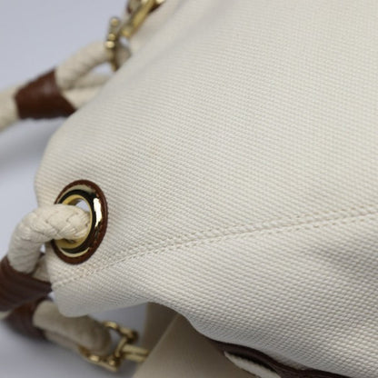 Michael Kors Tote Bag Canvas, Leather, Sailcloth White X Brown Rope Bag Marine Style Women