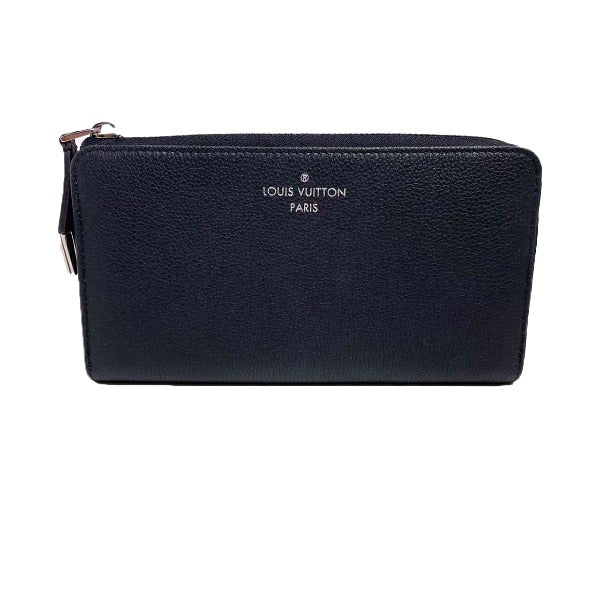 Louis Vuitton Long Wallet Purse N60146 Leather Noir Voca Stains All Leather Parnasea Portefeuille