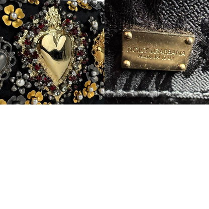 Dolce & Gabbana Shoulder Bag Satin Metal Black Gold Silver Red