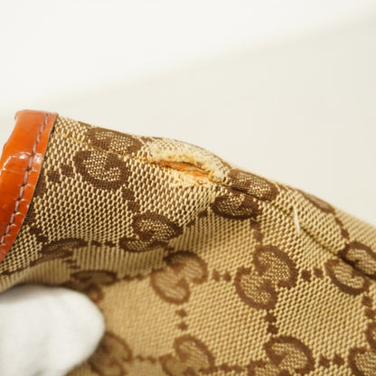 Gucci Tote Bag Gg Canvas 211971 Enamel Brown Champagne