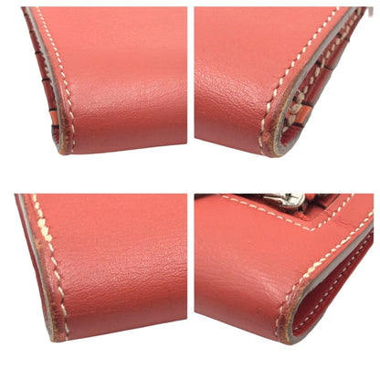 Hermes Hermes Dogon Long Red Sanguine Crevette Leather Wallet O Stamp