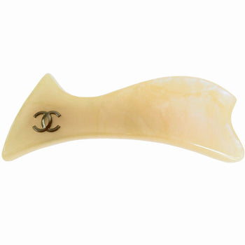 Chanel Barrette Coco Mark Resin Metal Beige Silver