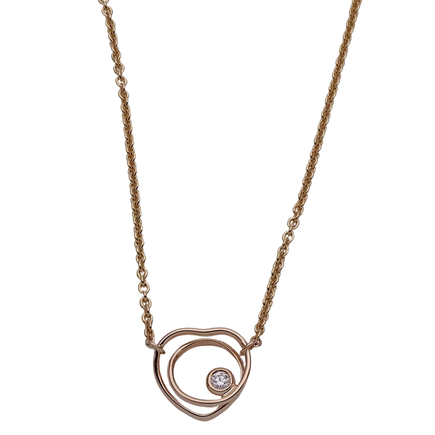 Hermes Herms Vertige Cool Tpm Women'S Heart Necklace In 750Pg Pink Gold With One Diamond