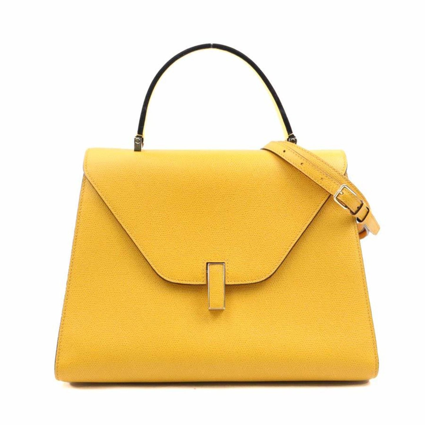 Valextra Iside Medium Handbag/Shoulder Bag In Yellow Leather