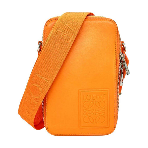 Loewe Vertical Crossbody Pocket Shoulder Bag Leather Orange