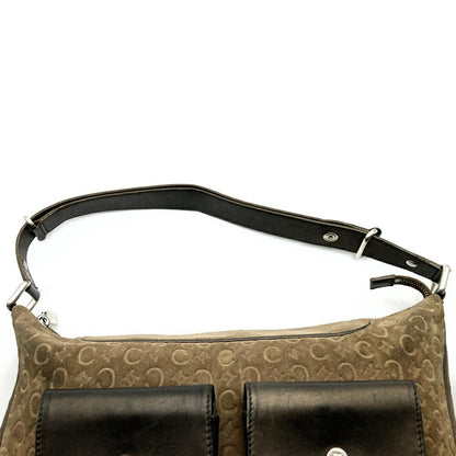 Celine Ce00 22 Handbag Shoulder Bag C Macadam Suede Leather Brown