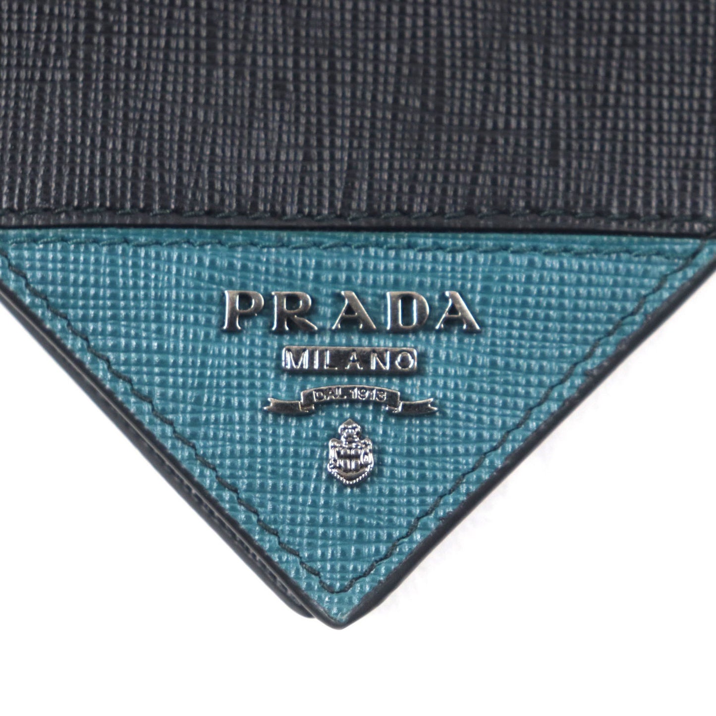 Prada 2Mo004 Saffiano Leather Two-Tone Compact Wallet With Logo Hardware