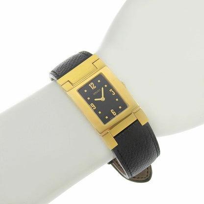 Versace Versace Alq90 Rectangular Black Dial Gp/Leather Quartz Watch Battery