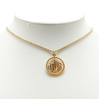Christian Dior Dior Vintage Logo Necklace Gold Plated