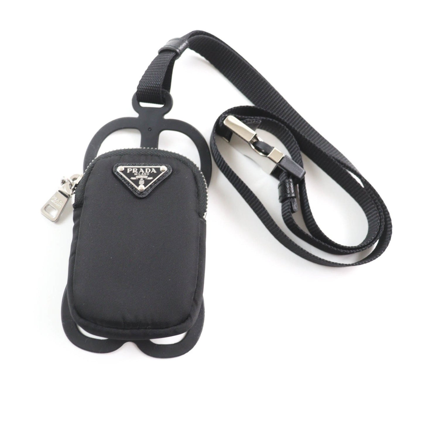 Prada 1Zt016 Renylon Smartphone Case Shoulder Pouch With Triangular Logo Plate