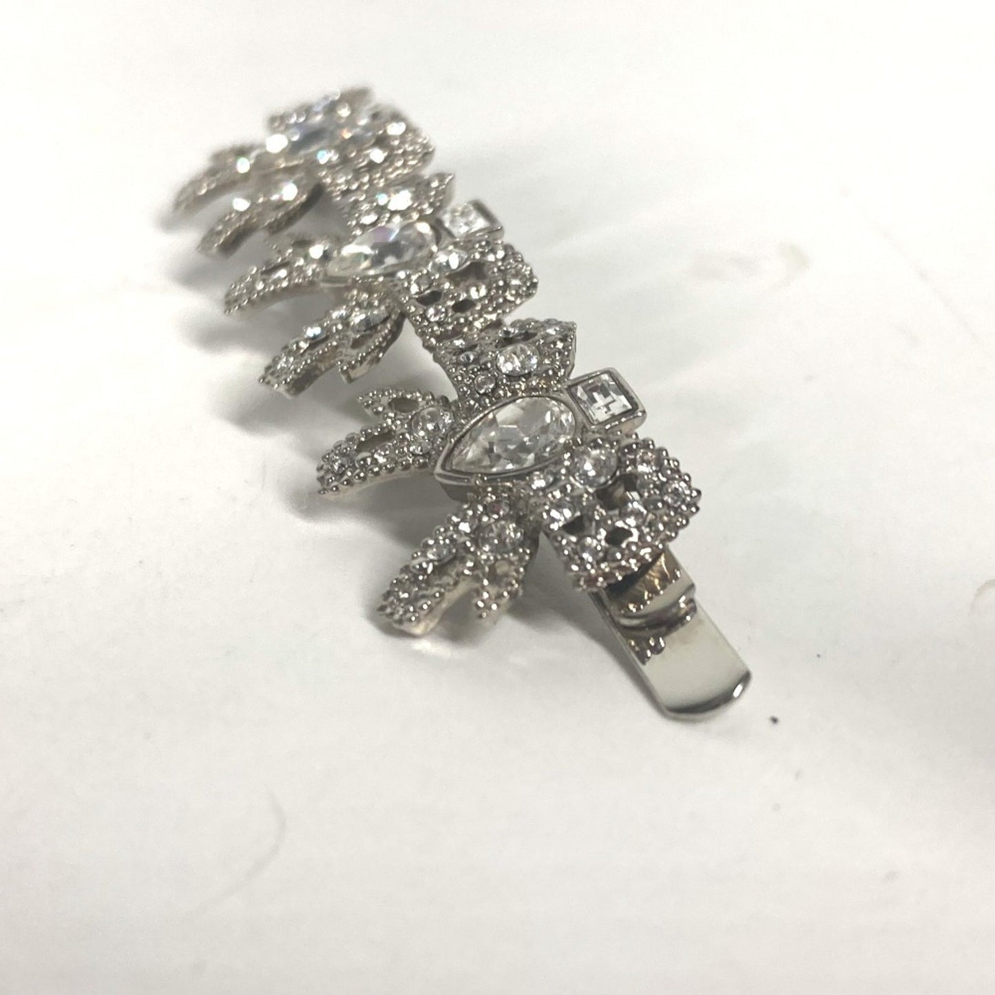 Miu Miu 5Jf031 Ribbon Rhinestone Hair Barrette Hairpin Metal