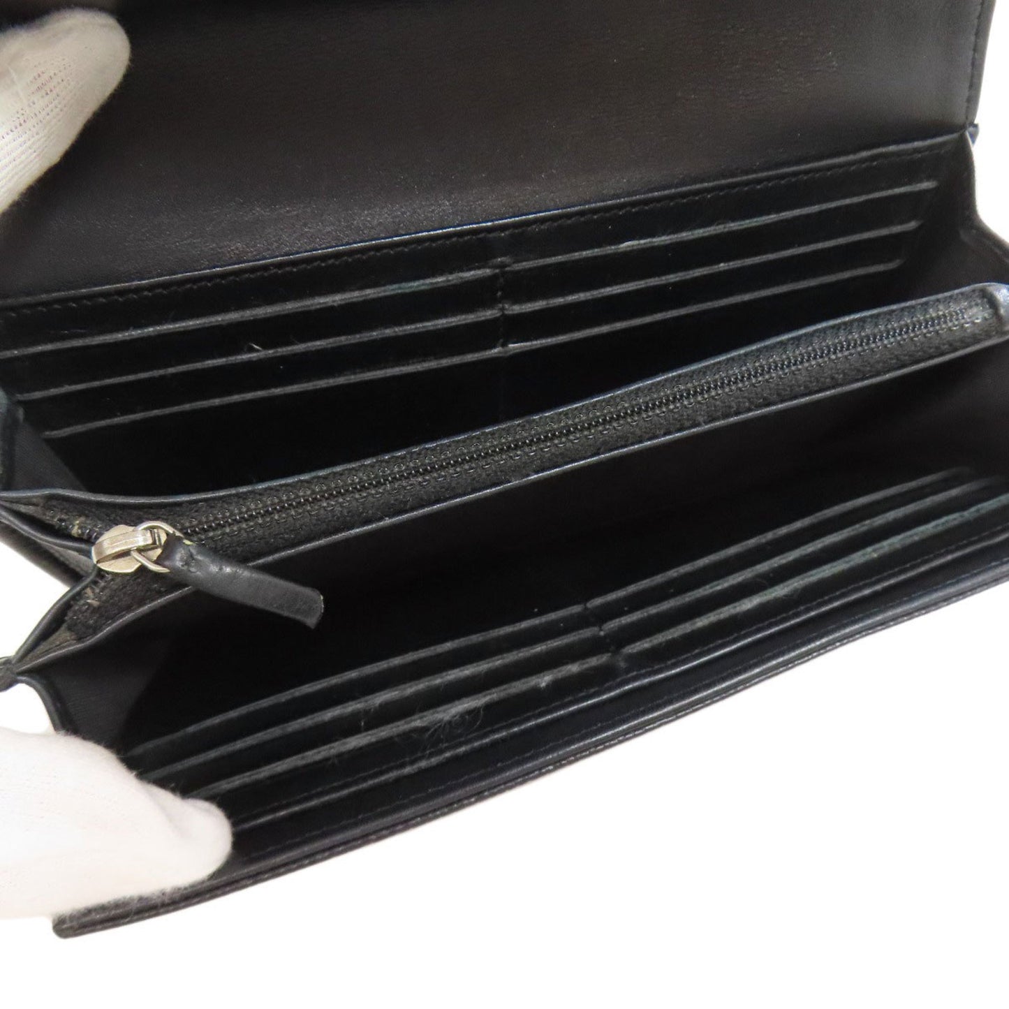 Chanel Coco Mark Silver Hardware Long Wallet Grained Calfskin