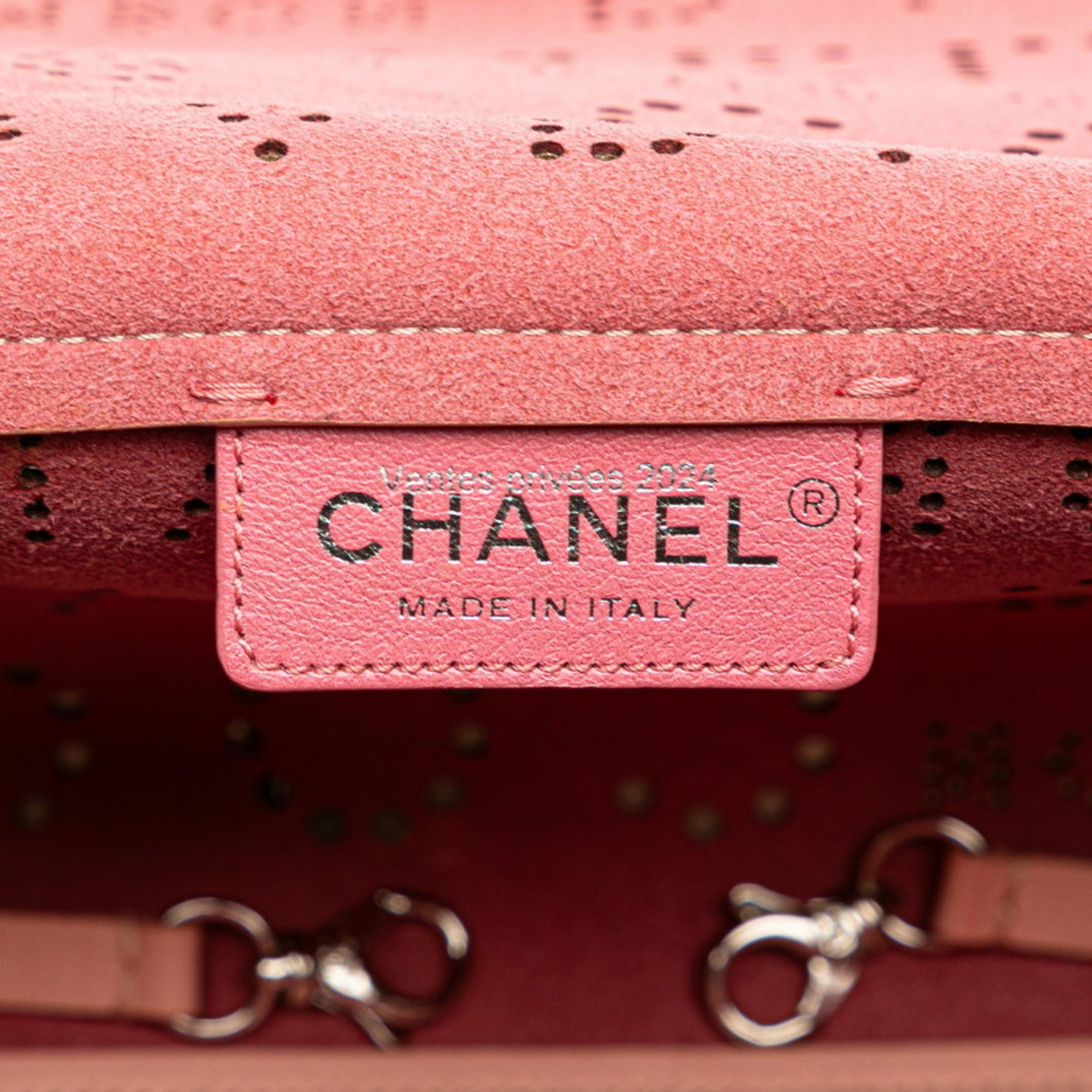 Chanel Perforated Coco Mark Chain Shoulder Bag Pink Leather
