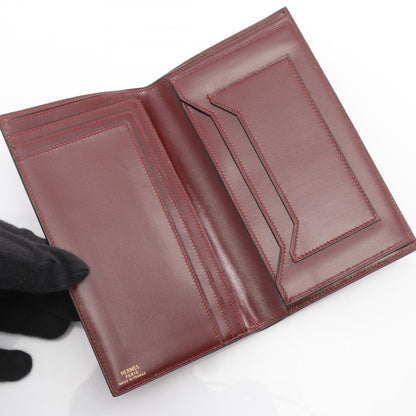 Hermes Herms Long Billfold Wallet In Box Calf Leather