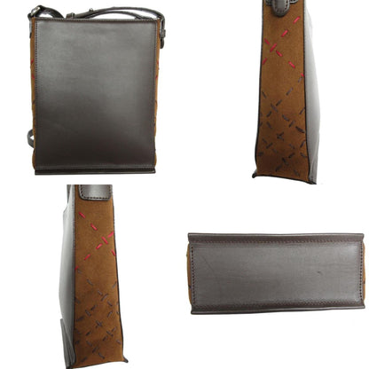 Burberry Shoulder Bag Leather Suede Brown