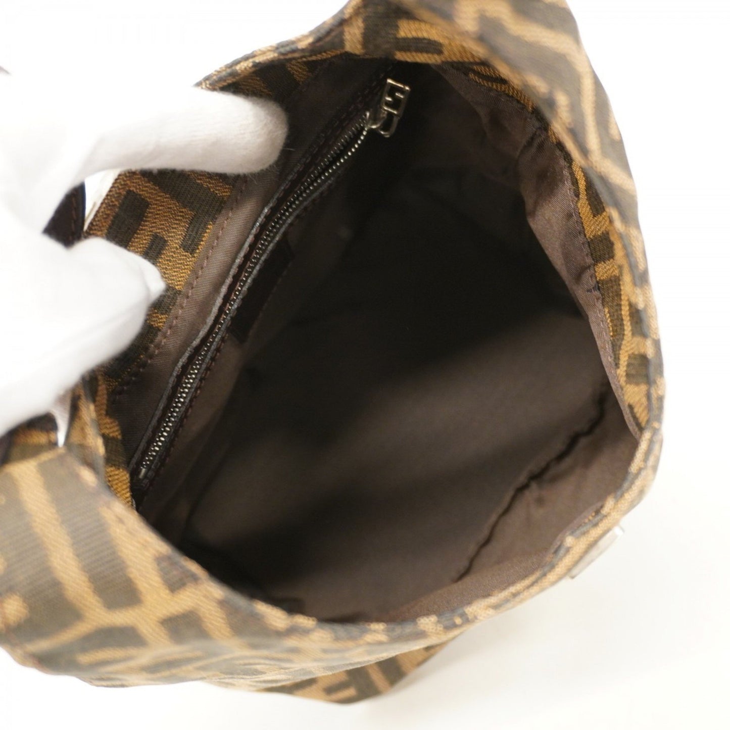 Fendi Zucca Nylon Canvas Handbag In Brown