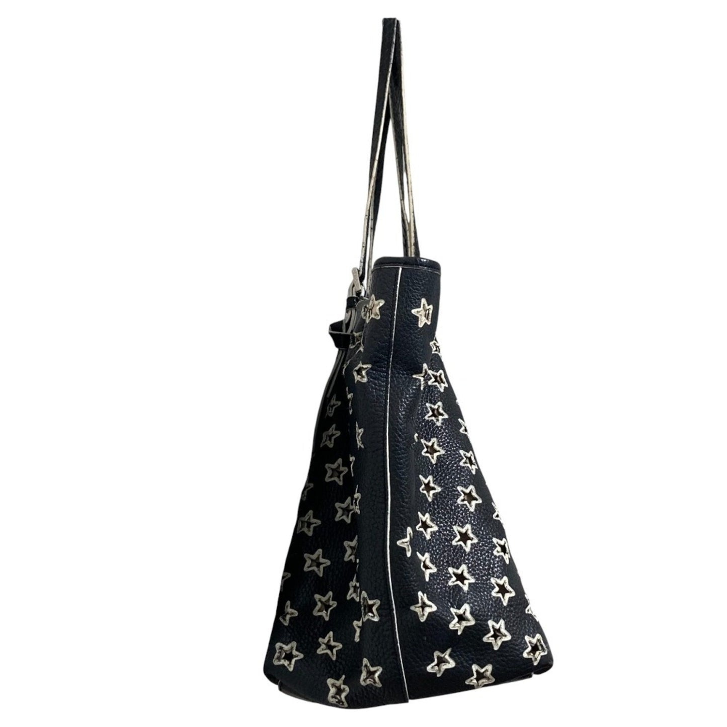 Jimmy Choo Sasha Star Punching Leather Tote Bag In Black