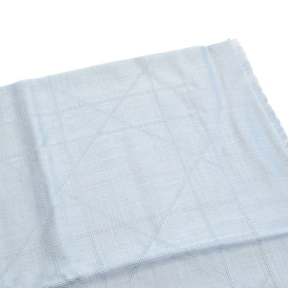 Christian Dior Cannage Jacquard Large Stole/Scarf Shawl Silk Cashmere Blend Logo Blue