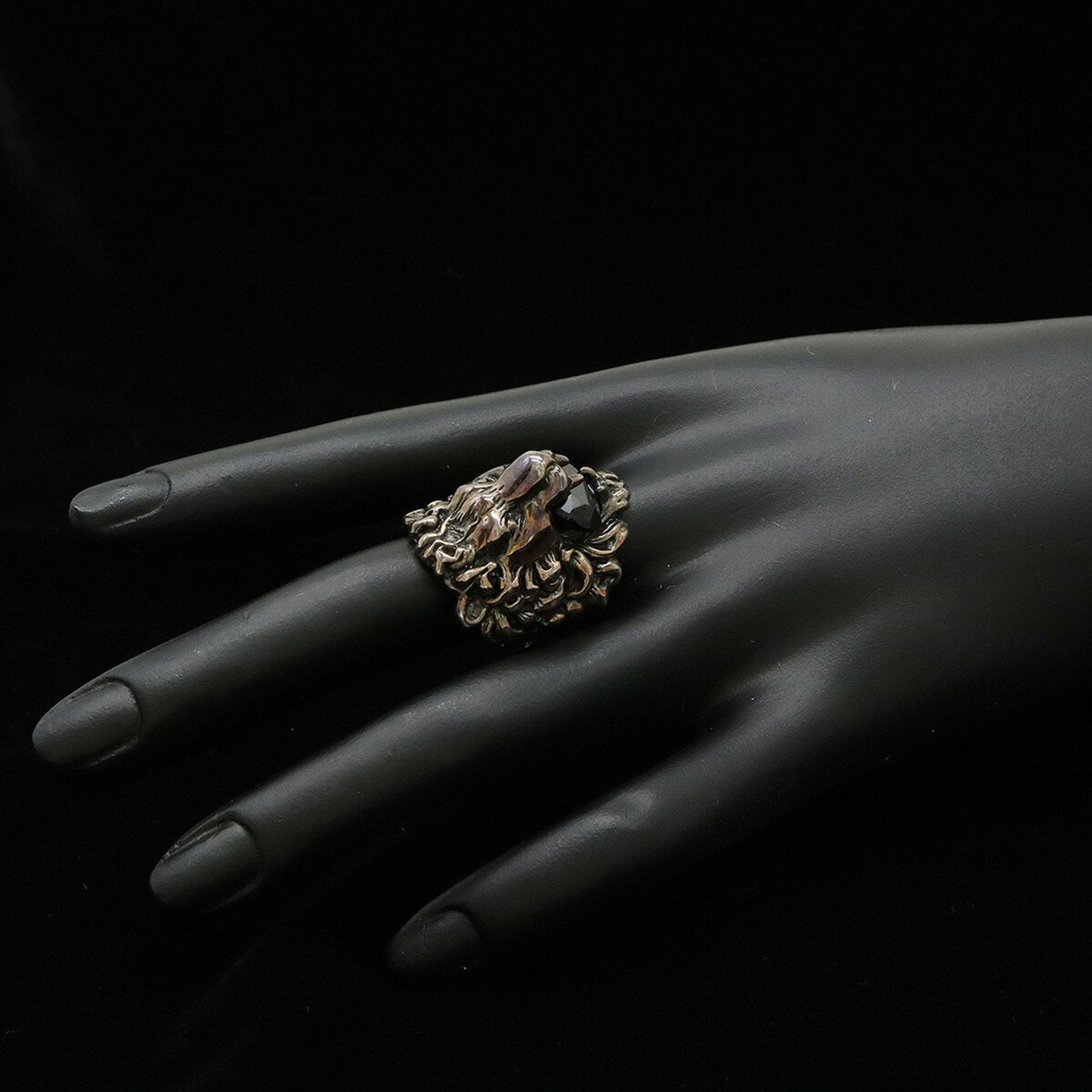 Gucci Lion Head Ring Alessandro Michele Gp Stone Pink Gold Black #M Japanese Size Approx. 14.5