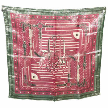 Hermes Hermes Scarf Muffler Bandana Carre 55 Disco Coaching Metallic Fiber Fuchsia X Veil (Pink