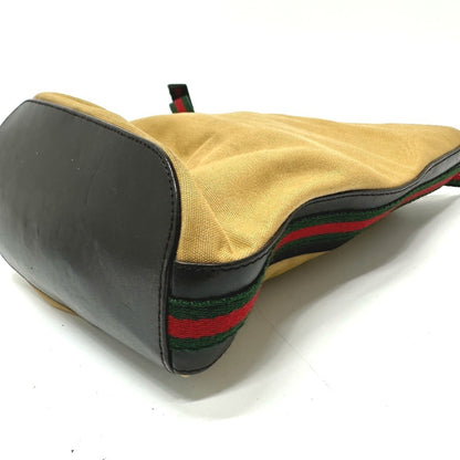 Gucci 001-4286 Vintage Sherry Line Bucket Shoulder Bag In Leather/Canvas