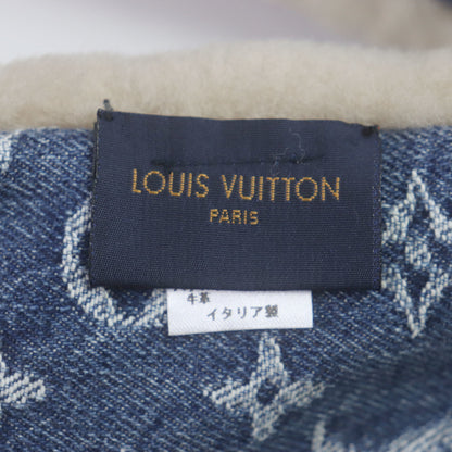 Louis Vuitton Nigo Echarpe Shearling Monogram Denim Leather Patch Reversible Scarf Blue/Beige With