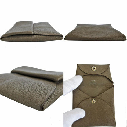 Hermes Hermes Wallet/Coin Case Bastia Leather Greige