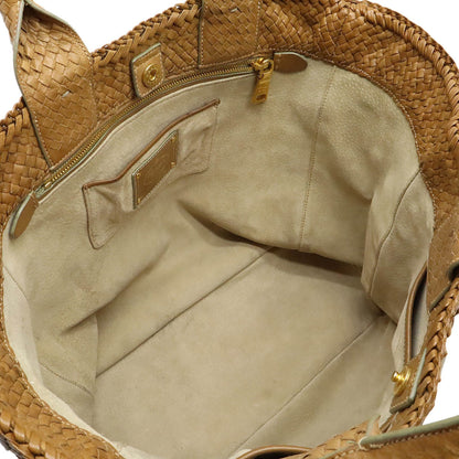 Prada Madras Tote Bag Leather Camel Light Brown Bn2222