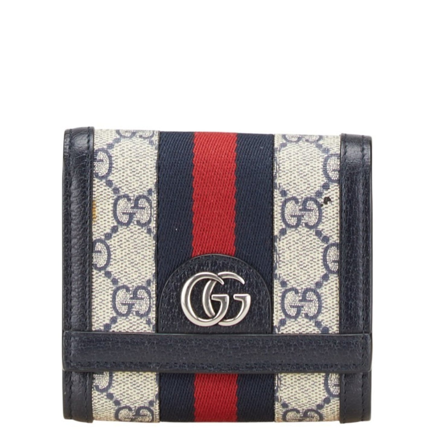Gucci Gg Supreme Ophidia Bifold Wallet In Navy Leather