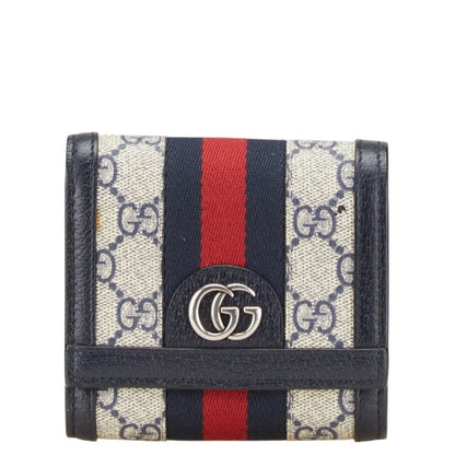 Gucci Gg Supreme Ophidia Bifold Wallet In Navy Leather