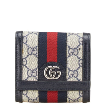 Gucci Gg Supreme Ophidia Bifold Wallet In Navy Leather