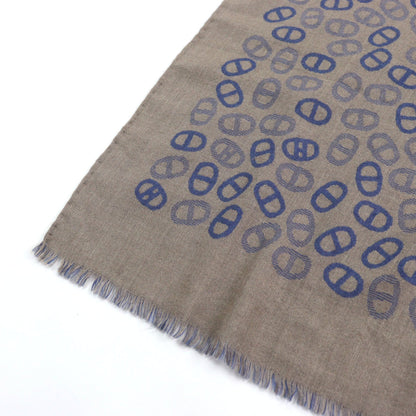 Hermes Men'S Cashmere And Silk Chaine D'Ancre All-Over Print Two-Tone Stole/Scarf In Blue Light