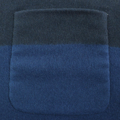 Hermes H259096S Allumette Pocket 100% Cashmere Marine Cobalt Leather Tag Fringe Large Shawl Scarf