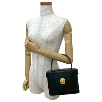 Celine Star Ball Logo Hardware Calfskin Leather Handbag Vanity Bag Black 44304