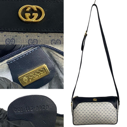 Gucci Old Gucci Micro Gg Logo Hardware Leather Shoulder Bag Pochette Sacoche Navy 04048