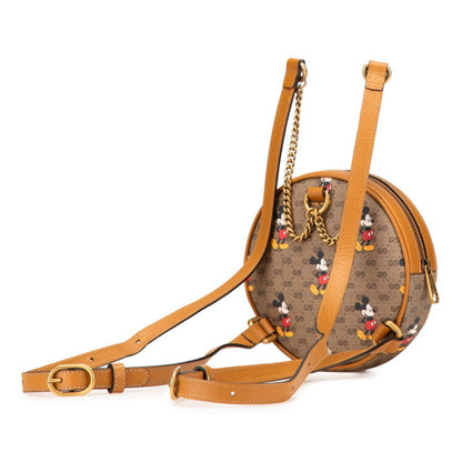 Gucci X Disney Ebony Mini Gg Supreme Mickey Print Chain Backpack 603730 Brown Leather