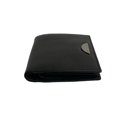Christian Dior Logo Hardware Leather Genuine Bifold Mini Wallet Black 29110