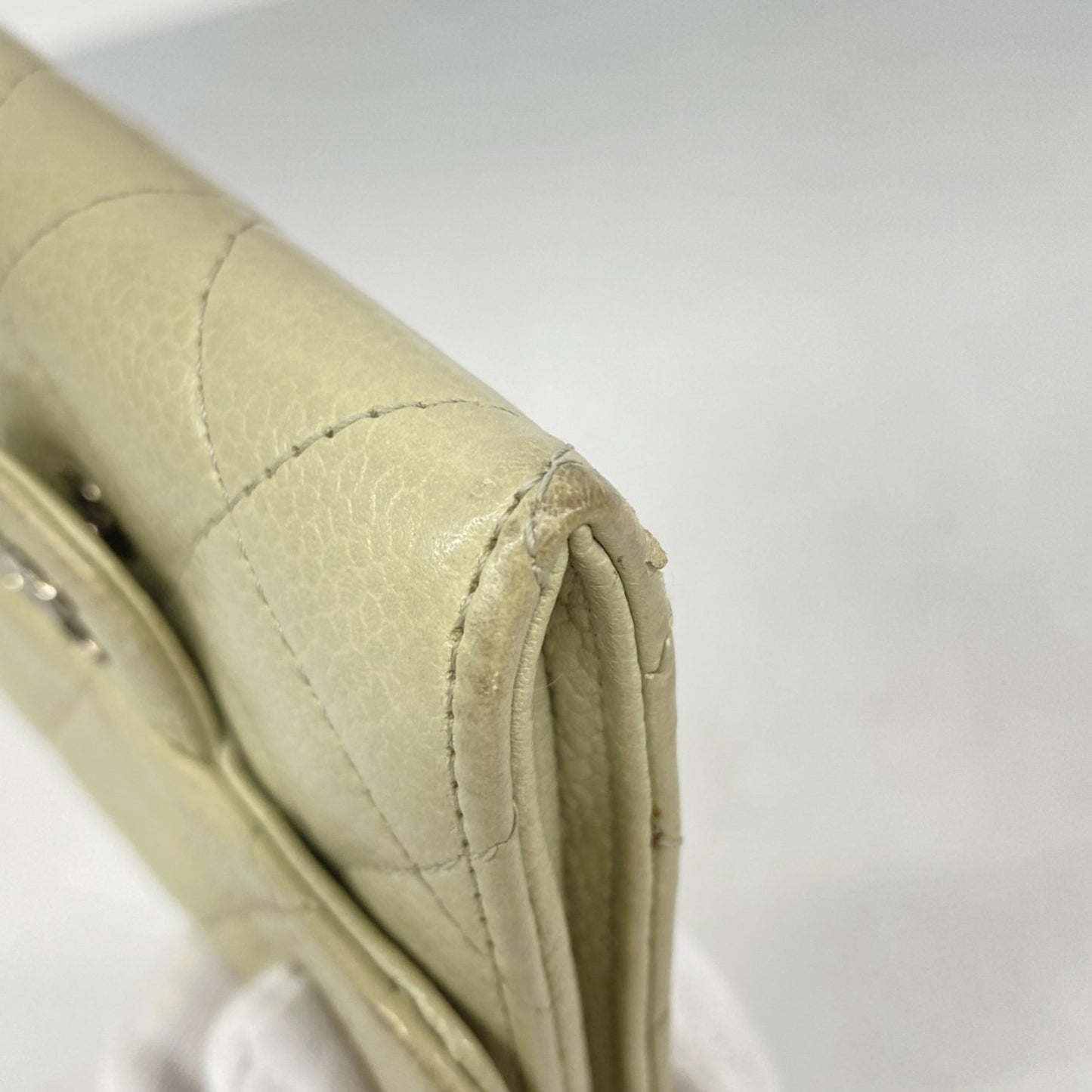 Chanel Matelasse Business Card Case In Beige Caviar Leather