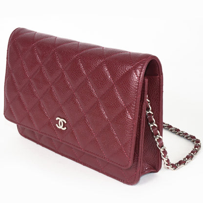 Chanel Coco Mark Matelasse Chain Wallet Caviar Skin A33814 Red
