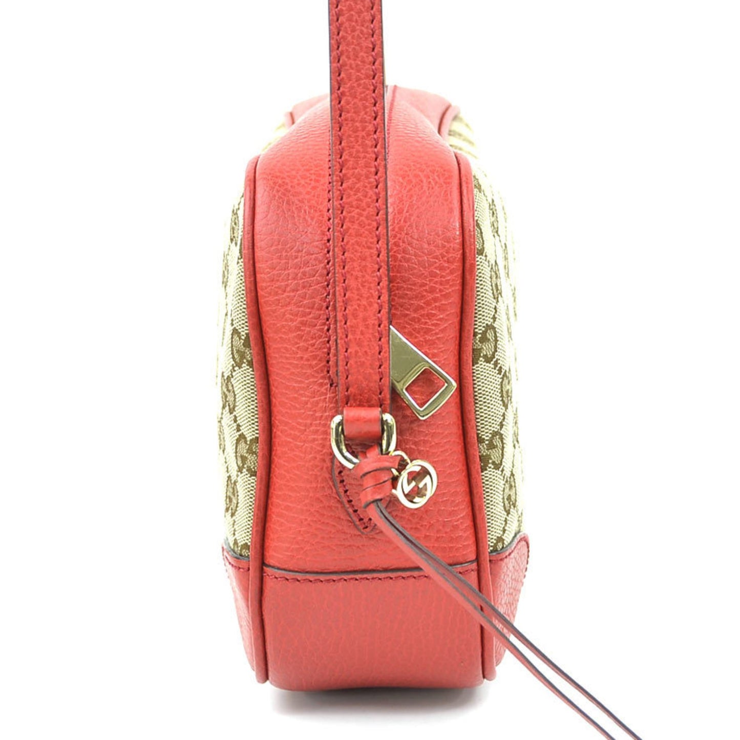 Gucci Gg Canvas And Leather Shoulder Bag In Red Brown