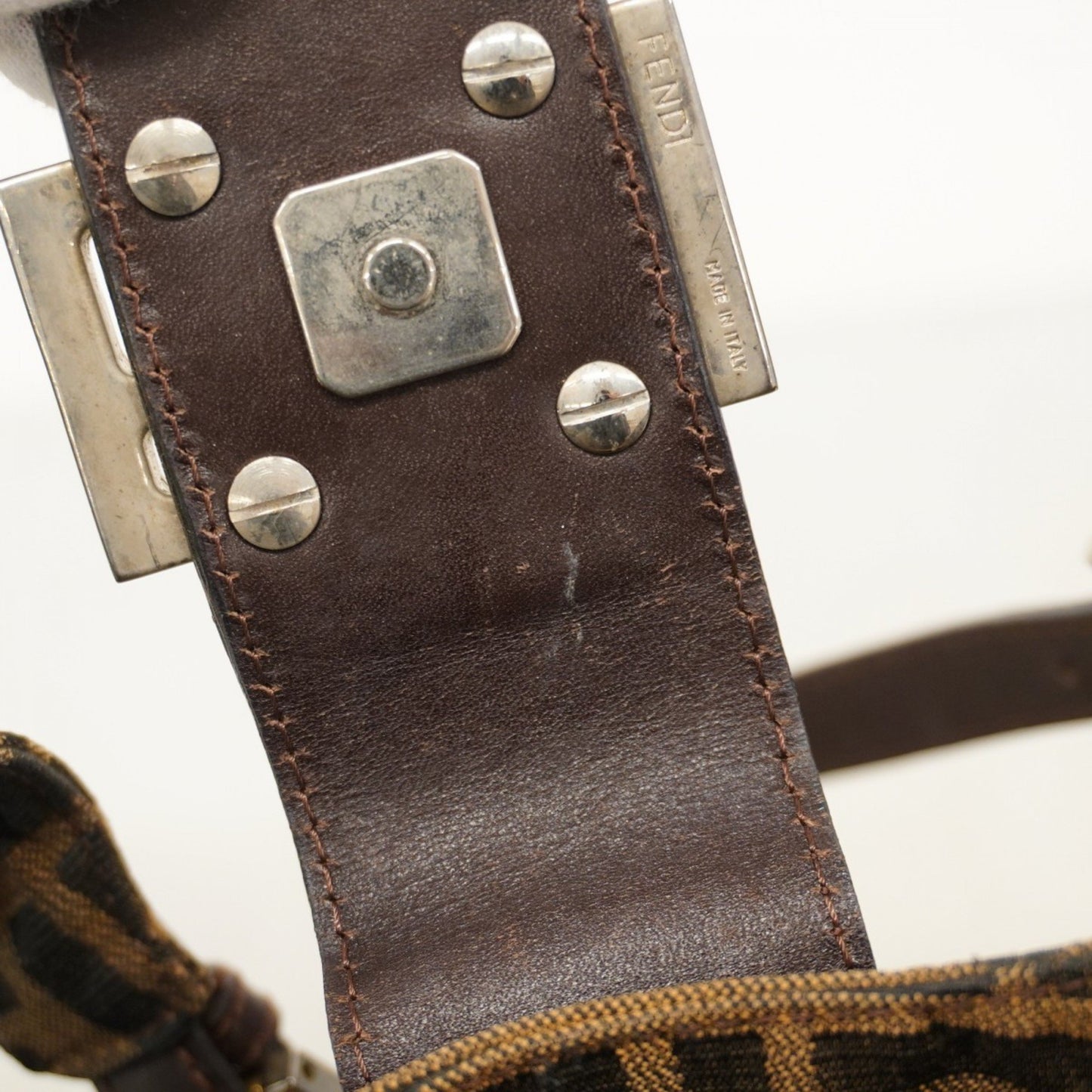 Fendi Zucca Nylon Canvas Handbag In Brown