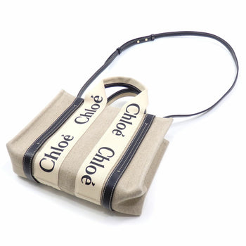 Chlo Woody Small Linen Tote Bag