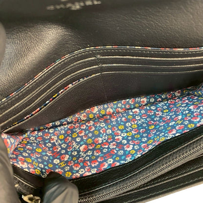 Chanel Coco Mark Clover Motif Leather Long Wallet