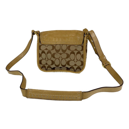 Coach Signature Beige Gold Canvas Shoulder Bag Crossbody Pochette