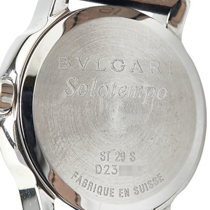 Bvlgari Solotempo Watch St29S Quartz Black Dial Stainless Steel Leather