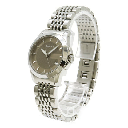 Gucci G Timeless Collection Gg Date Stainless Steel Women'S Quartz Watch With Brown Dial