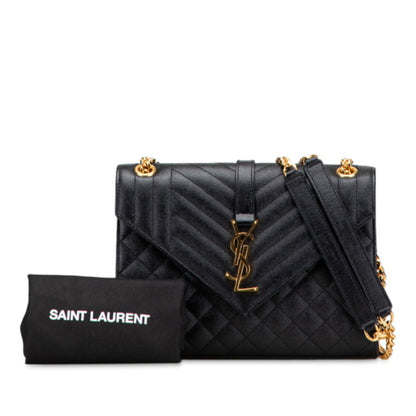Saint Laurent Ysl Logo Envelope Medium Shoulder Bag In Black